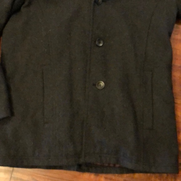 Black Rivet Wool/Polyester Blend Coat - Picture 4 of 10